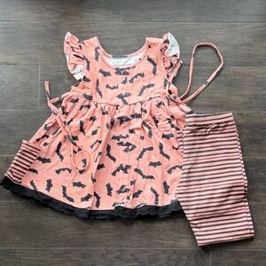 Cheeky Plum Orange and Black Top and leggings Set